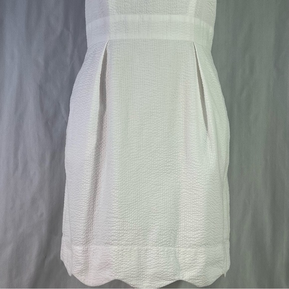 Lauren James Landry Seersucker White Sleeveless Fit & Flare Cut Out Back Dress S - Picture 5 of 10
